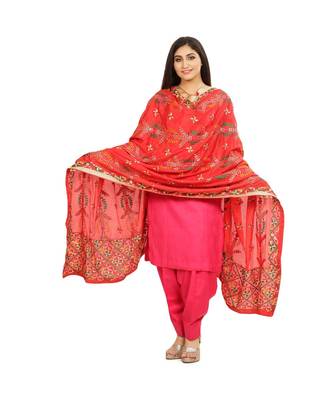 multicolor Phulkari Chunni With Gotta Patti Work 1
