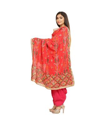 multicolor Phulkari Chunni With Gotta Patti Work 2
