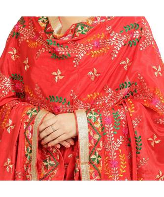 multicolor Phulkari Chunni With Gotta Patti Work 3