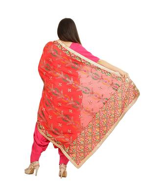 multicolor Phulkari Chunni With Gotta Patti Work 4