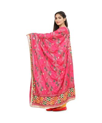 multicolor Phulkari Chunni With Gotta Patti Work 3
