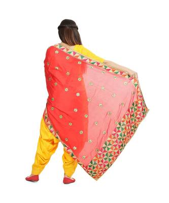 multicolor Phulkari Chunni With Gotta Patti Work 2