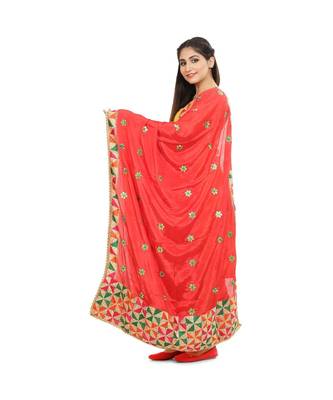 multicolor Phulkari Chunni With Gotta Patti Work 3
