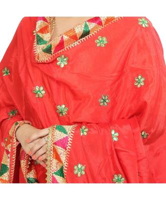 multicolor Phulkari Chunni With Gotta Patti Work 4