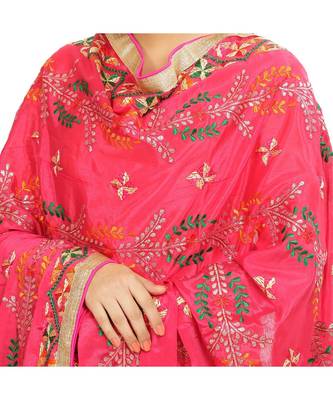 multicolor Phulkari Chunni With Gotta Patti Work 4