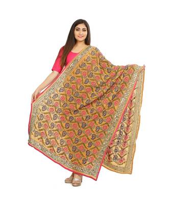 multicolor Heavy Embroidery Georgette Phulkari Dupatta 1