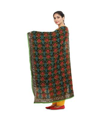 multicolor Heavy Embroidery Georgette Phulkari Dupatta 3