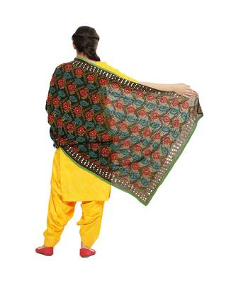 multicolor Heavy Embroidery Georgette Phulkari Dupatta 4