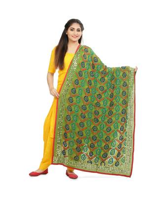 multicolor Heavy Embroidery Georgette Phulkari Dupatta 1