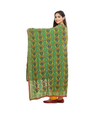 multicolor Heavy Embroidery Georgette Phulkari Dupatta 2