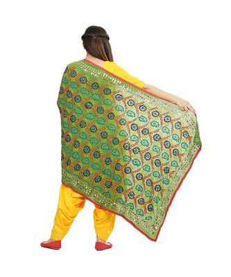 multicolor Heavy Embroidery Georgette Phulkari Dupatta 3