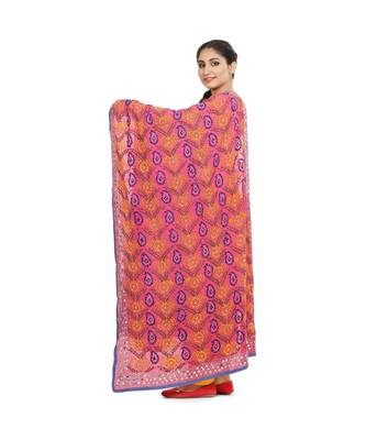 multicolor Heavy Embroidery Georgette Phulkari Dupatta 2
