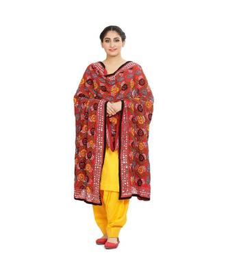 multicolor Heavy Embroidery Georgette Phulkari Dupatta 1