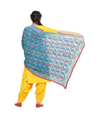multicolor Heavy Embroidery Georgette Phulkari Dupatta 3