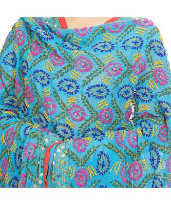 multicolor Heavy Embroidery Georgette Phulkari Dupatta 4