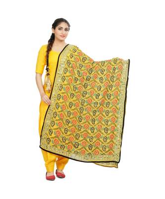 multicolor Heavy Embroidery Georgette Phulkari Dupatta 1