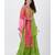 Parrot Green Cotton Embroidered Kurti with Sharara and Pink Net Dupatta