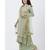 Dusty Green Georgette Double Layered Kurti with Palazzo and Net Mirror Dupatta