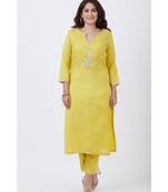 Lime Yellow Gotta Embroided kurti with Pants