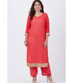 Carrot Pink Georgette Kurti with Pants