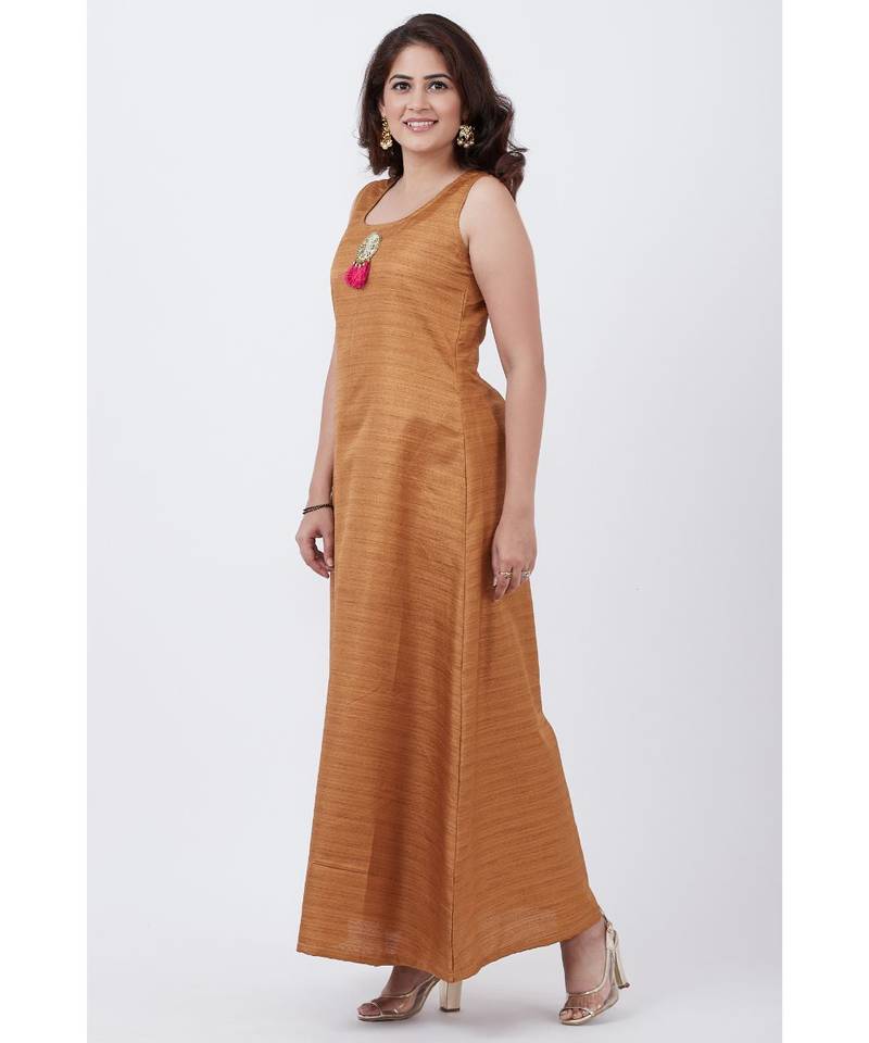 Gold Kundan A-Line Floor Length Kurti