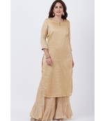 Gold Foil Printed Straight Lines Kurti with Sharara