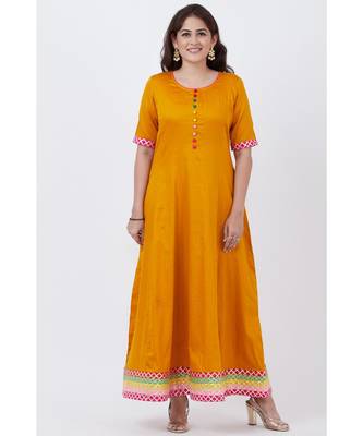 Mustard Multi Border Gotta Floorlength 1