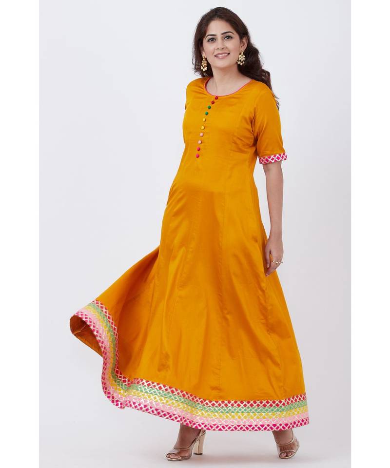 Mustard Multi Border Gotta Floorlength