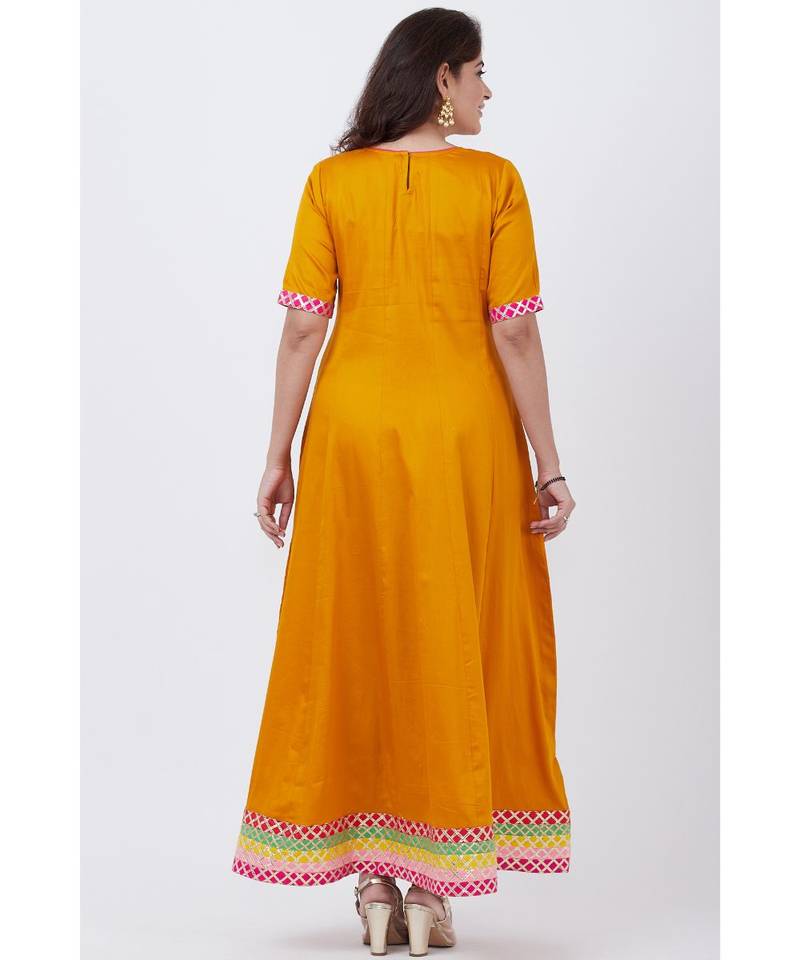 Mustard Multi Border Gotta Floorlength