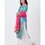 Sea Blue Floral Straight Kurti with Flared Palazzo and Pink Mirror Stone Dupatta