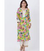 Yellow Floral Kurti with off white Foil Printed Palazzo
