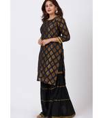 Black Banarsi Kurti with Crushed Sharara
