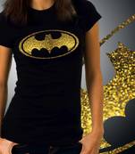 Batman Womens Glitter Tshirt at Offer, Womens Gold Special Effect T-shirt