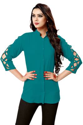 Turquoise plain cambric tops 1