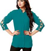 Turquoise plain cambric tops