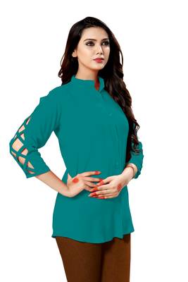 Turquoise plain cambric tops 2