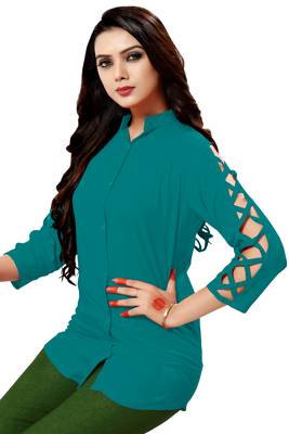 Turquoise plain cambric tops 3