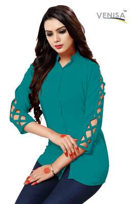 Turquoise plain cambric tops 4