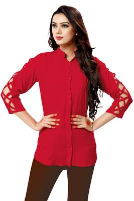 Red plain cambric tops 1