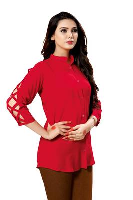 Red plain cambric tops 2