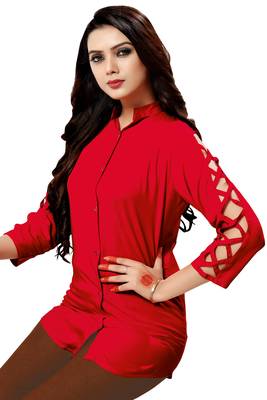 Red plain cambric tops 3