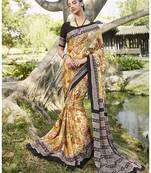  multicolor printed crepe saree with blouse