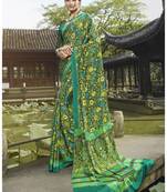  multicolor printed crepe saree with blouse