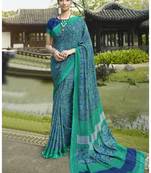  multicolor printed crepe saree with blouse