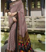  multicolor printed crepe saree with blouse