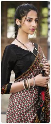  multicolor printed crepe saree with blouse 2