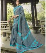  multicolor printed crepe saree with blouse