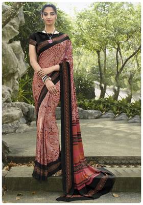  multicolor printed crepe saree with blouse 1