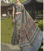  multicolor printed crepe saree with blouse
