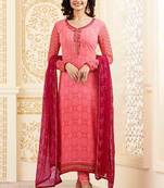 Peach embroidered georgette salwar